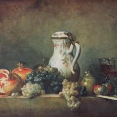 Nature morte avec raisins et grenades de Jean-Baptiste Siméon Chardin