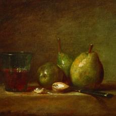 Poires, noix et un verre de vin de Jean-Baptiste Siméon Chardin