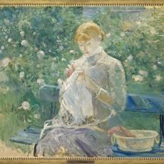 Pasie cousant dans le jardin de Bougival de Berthe Morisot