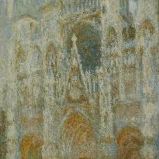 Cathédrale de Rouen, le portail, soleil matinal harmonie bleue de Claude Monet