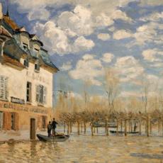 La barque pendant l'inondation, Port Marly de Alfred Sisley