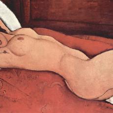 Nu étendu sur coussin rouge de Modigliani